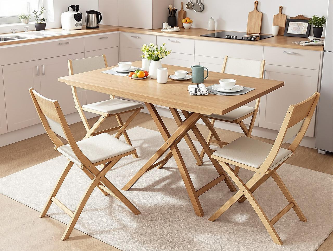 实木折叠餐桌 · 小户型救星